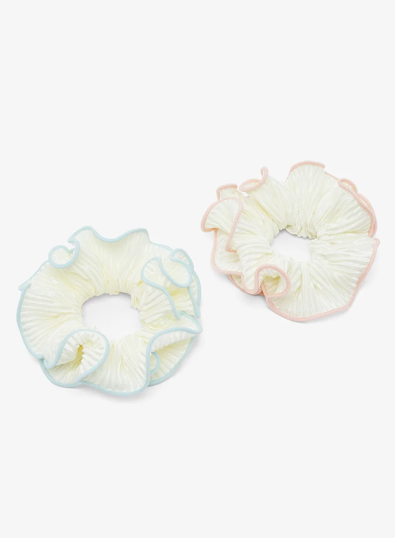 جينجر 2PK Pleated Ruffle Scrunchie
