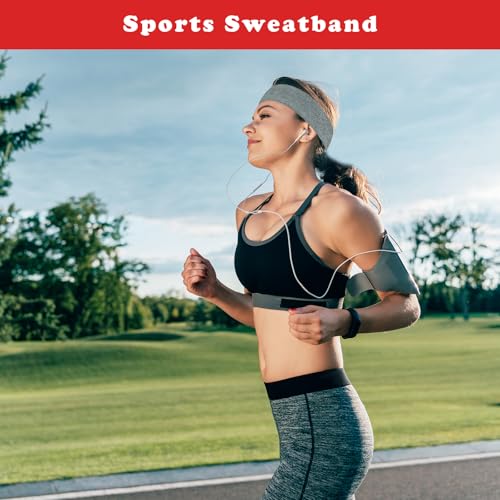 Pejnl Sweatbands Sports Headbands for Men & Women - 3 Pack Moisture Wicking Cotton Headband for Tennis, Basketball, Running, Gym - Sweat Band - Image 3