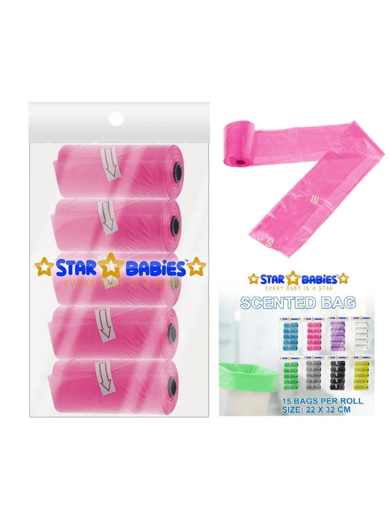 STAR BABiES Combo Pack Scented Bag Pack Of 5 With Dispsoable Towel Pack Of 3   Pink - Image 4