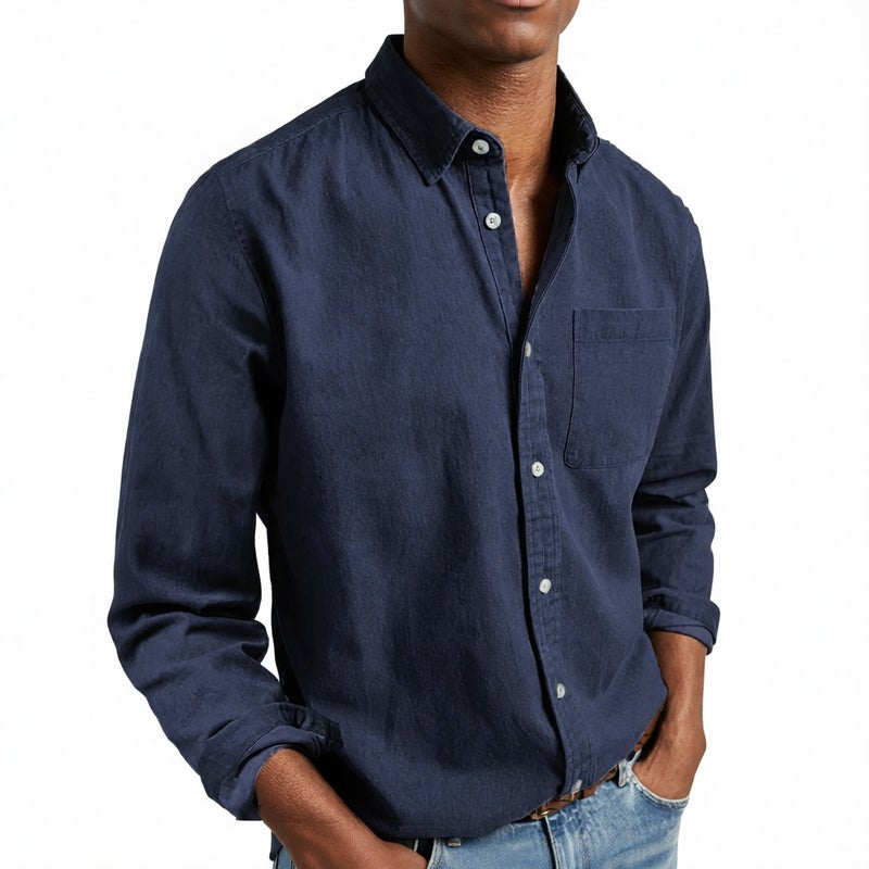 Men's Long Sleeve Casual Lapel Shirt - Image 1