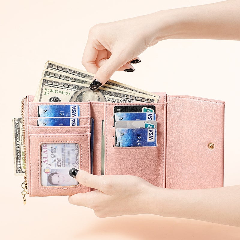 Multifunctional Solid Color PU Leather Wallet, RFID Blocking Design Portable Daily Storage Purse for Cards Cash Coin Business Use - Image 4