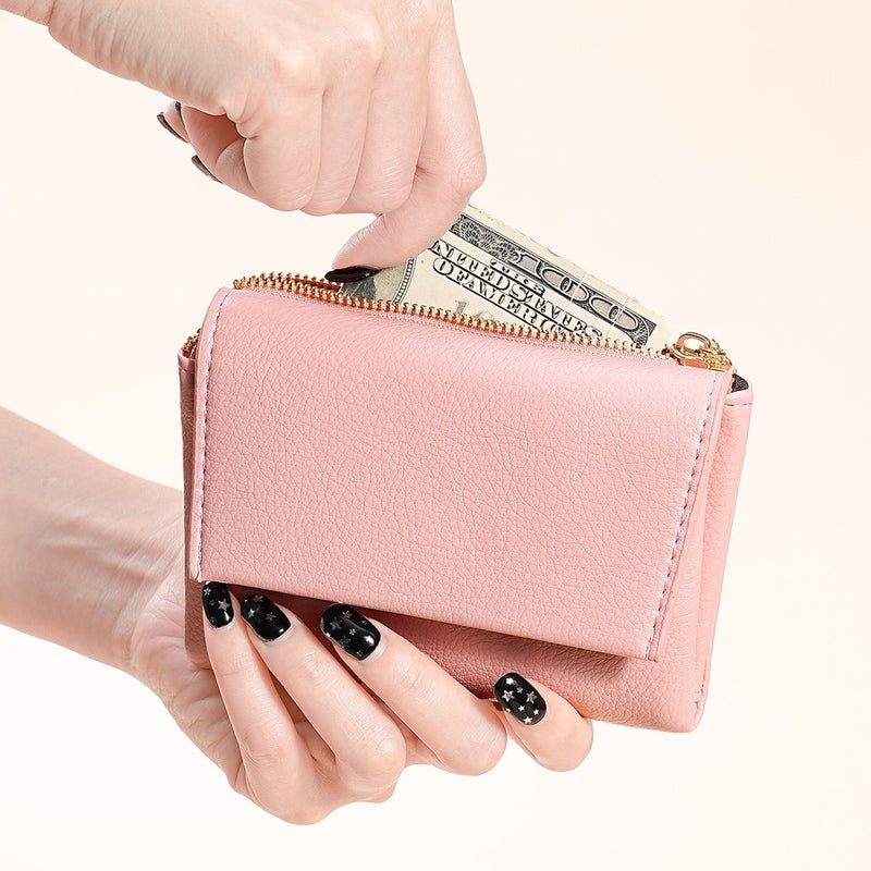 Multifunctional Solid Color PU Leather Wallet, RFID Blocking Design Portable Daily Storage Purse for Cards Cash Coin Business Use - Image 3
