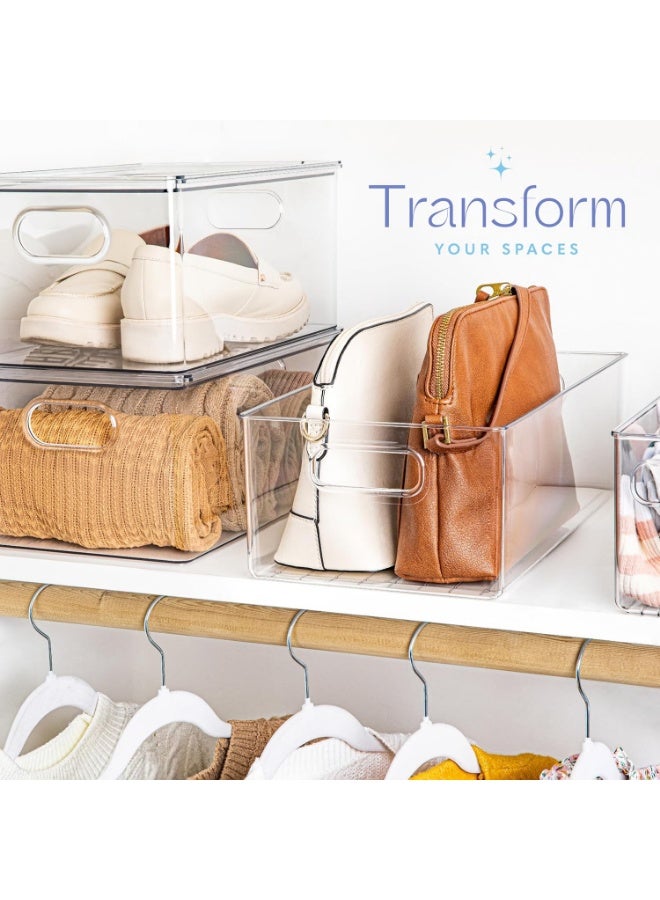 KITCHENOO Plastic Food Storage Clear Container Bin with Handles for Organizing Kitchen, Pantry, Fridge, Freezer, Pantry,Bathroom 4 pieces - Image 4