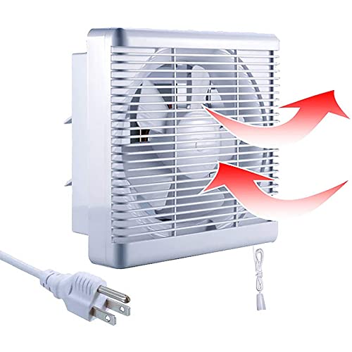 SAILFLO 7.7 x 7.7 Inch Cutout Window Shutter Exhaust Fan with Reversible Airflow, 145CFM 25W Wall-Mounted Quiet Ventilation Fan Air Intake Extractor for Bathroom Home Bedroom Attic, φ6 Inch Impeller - Image 1