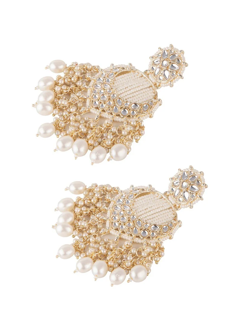Priyaasi Kundan Studded Contemporary Drop Earrings