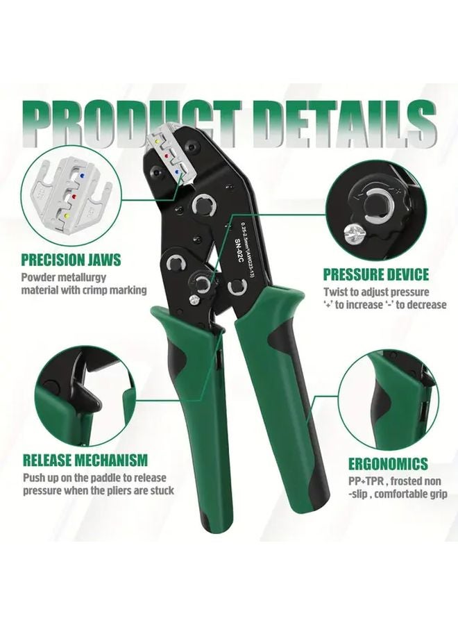 SN 02C GB Ratchet Crimping Tool For Insulated Terminals AWG 23 13 0 25 2 5mm² Wire Pliers - Image 5