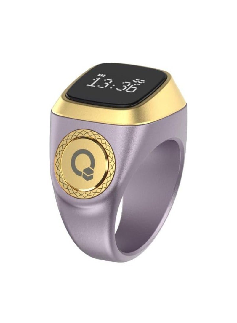 إيكيبلا حلقة تسبيح ذكر ذكية، شاشة واسعة، بطارية احتياطية قوية، شاشة OLED، تطبيق حلقة ذكية، تعمل بتقنية تذكير الصلاة، عداد التسبيح، حلقة بلاستيكية 18 ملم، بنفسجية - Image 1