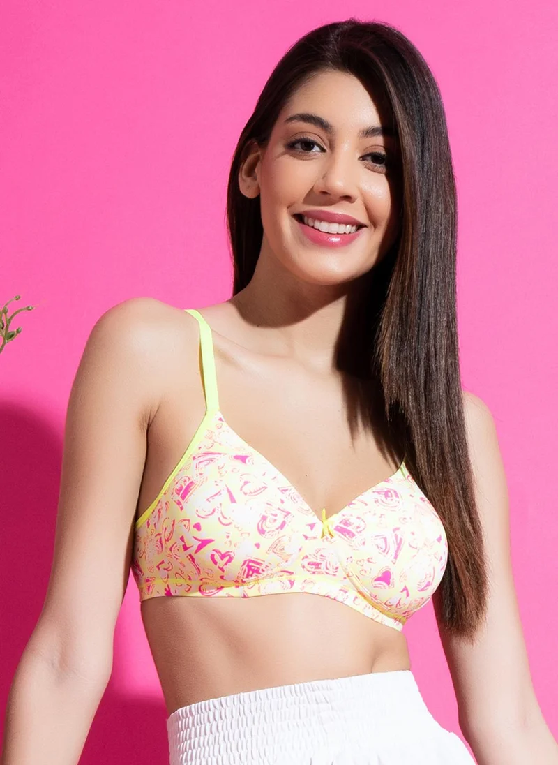 Clovia Clovia Padded Non-Wired Racerback T-Shirt Bra in Yellow
