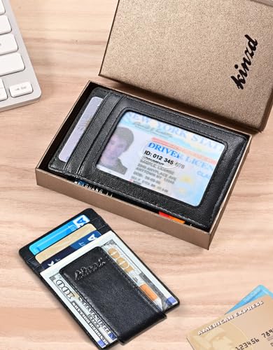 kinzd Money Clip Front Pocket Wallet Strong Magnet Slim Thin Minimalist Wallet For Men Credit Card Holder RFID Blocking Protection Black Leather - Image 5