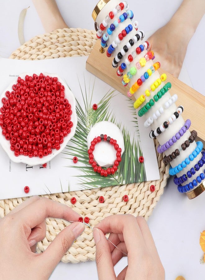 KAKW Red Pony Beads for Bracelet 1000 Pcs Plastic Beads for Friendship Bracelets 6x9mm Large Hole Beads for Hair Braiding Small Beads Necklace Earrings Jewelry Making - Image 4