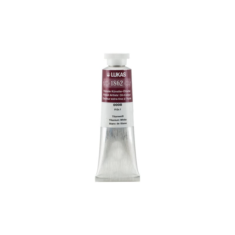Lukas 1862 Professional German Oil Paint Titanium White 37 mL wBeeswax NonYellowing Sunflower Oil Short Drying Time Smooth Outstanding Lightfastness