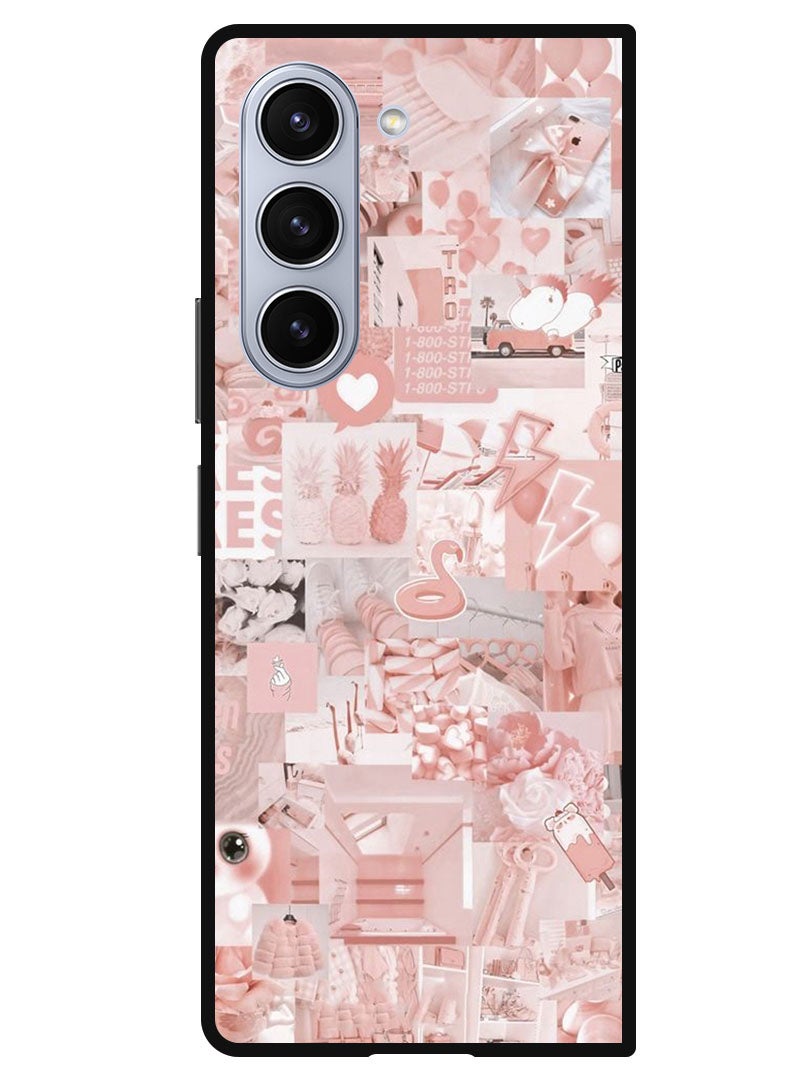 Theodor Protective Case Anti Scratch Shock Proof Bumper Cover For Samsung Galaxy Z Fold 5 Pink Asthetic - Image 1