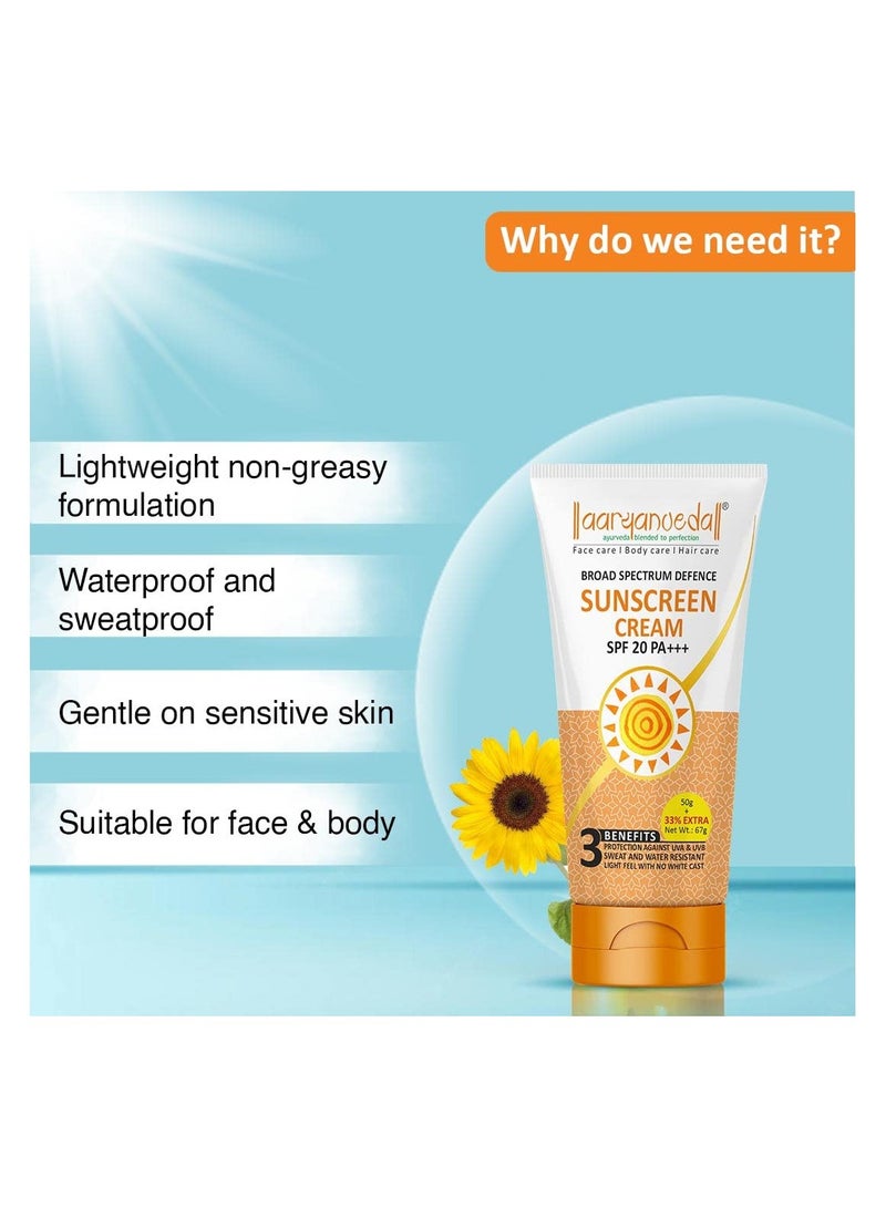 Aryanveda Sunscreen Spf 20 PA+ UV Protection for Women & Men with All Day Hydration 67gm Each (Pack of 2) - Image 2
