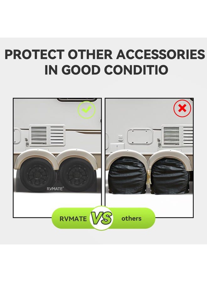 RVMATE RV Tire Covers, Dual Axle Wheel Cover (2 Pack) Fits 27"-30" Diameter Tires, Waterproof Anti-UV 420D Oxford Black Dual Tire Covers RV Accessories for RV/Truck/Trailer - Image 5