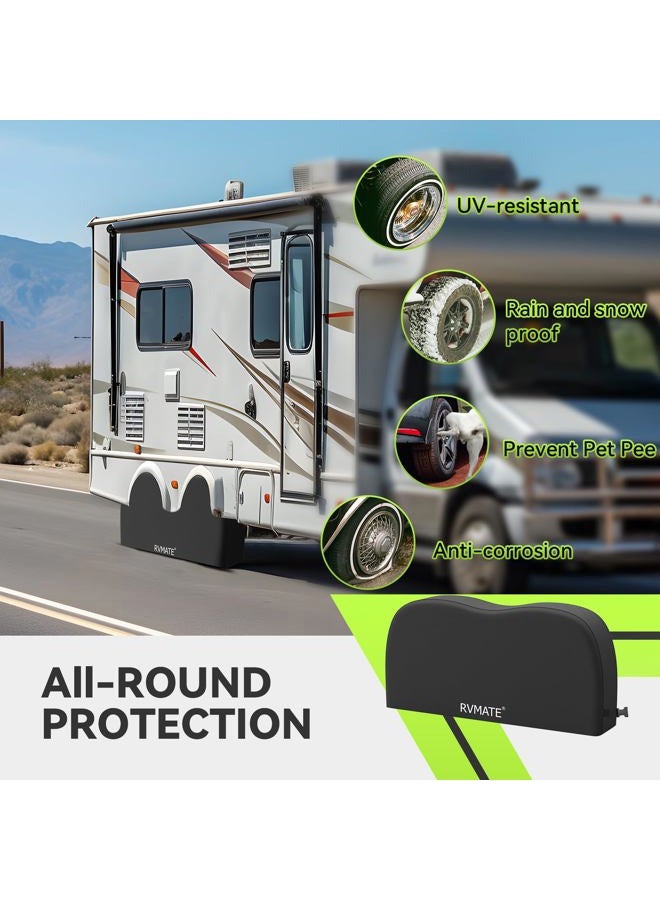 RVMATE RV Tire Covers, Dual Axle Wheel Cover (2 Pack) Fits 27"-30" Diameter Tires, Waterproof Anti-UV 420D Oxford Black Dual Tire Covers RV Accessories for RV/Truck/Trailer - Image 2