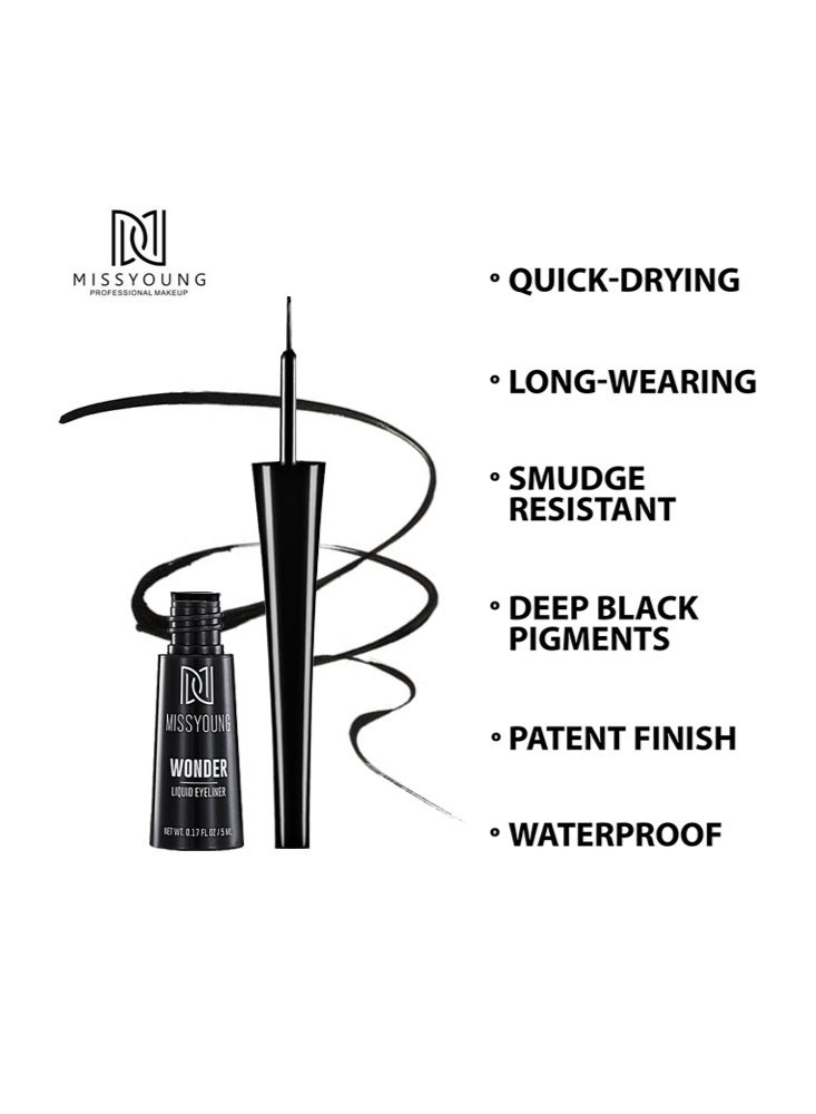 Missyoung Wonder Liquid Eyeliner-Black Liquid Eyeliner Long Lasting Waterproof Eye Makeup Sexy for Women Girls - Image 2