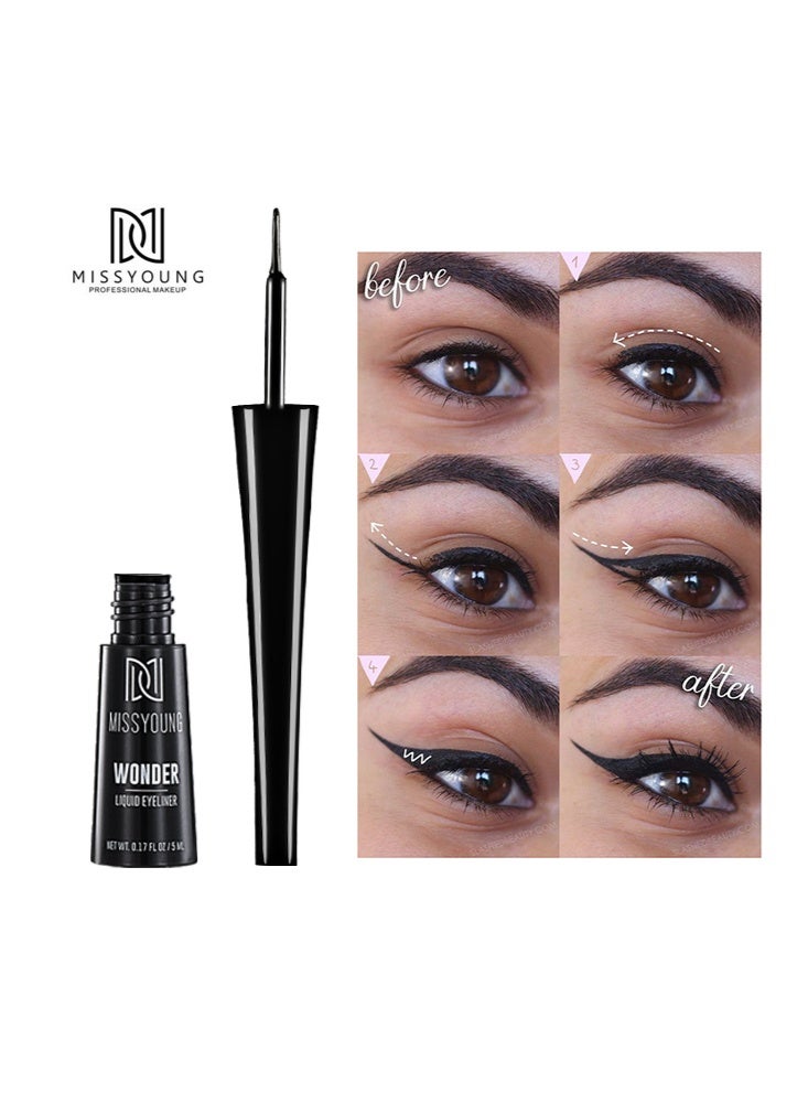 Missyoung Wonder Liquid Eyeliner-Black Liquid Eyeliner Long Lasting Waterproof Eye Makeup Sexy for Women Girls - Image 3