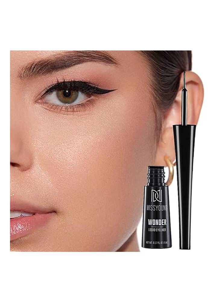 Missyoung Wonder Liquid Eyeliner-Black Liquid Eyeliner Long Lasting Waterproof Eye Makeup Sexy for Women Girls - Image 4