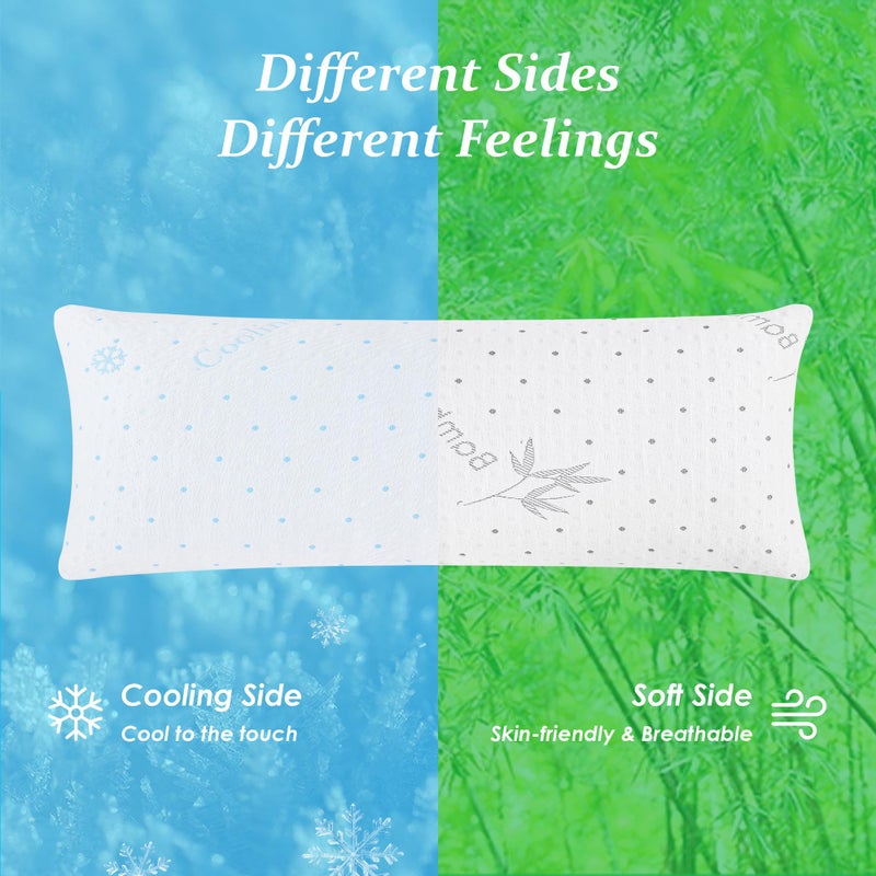 Dreamood Cooling Body Pillow with Pillowcase, Adjustable Shredded Memory Foam Pregnancy Long Full Bed Body Pillows for Adults Side Sleeper - with Washable Soft Cooling Double-Sided Cover, 20x54 inch - Image 2