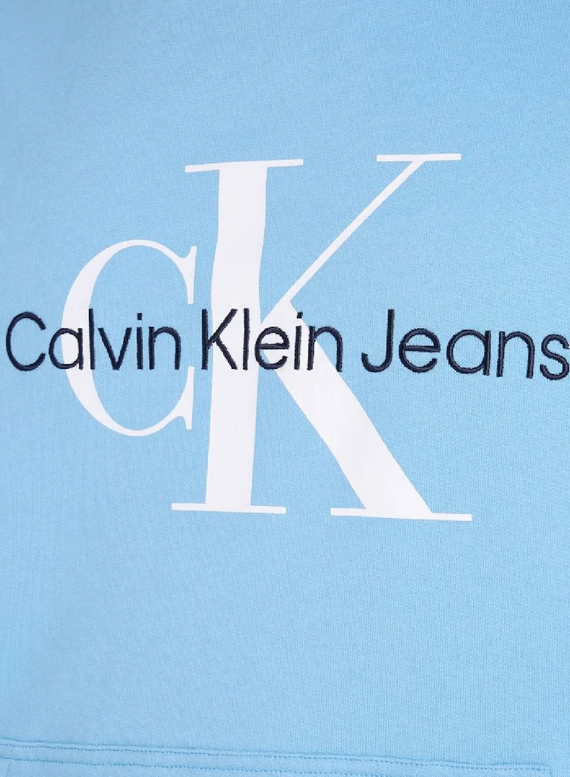 Calvin Klein Jeans Men's Cotton Blend Fleece Hoodie -  cotton fleece, Blue