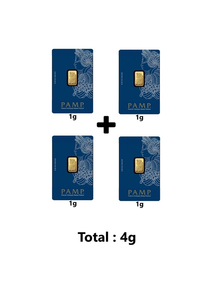 PAMP 4 Swiss 24-karat gold bars (1 gram each) - Image 1