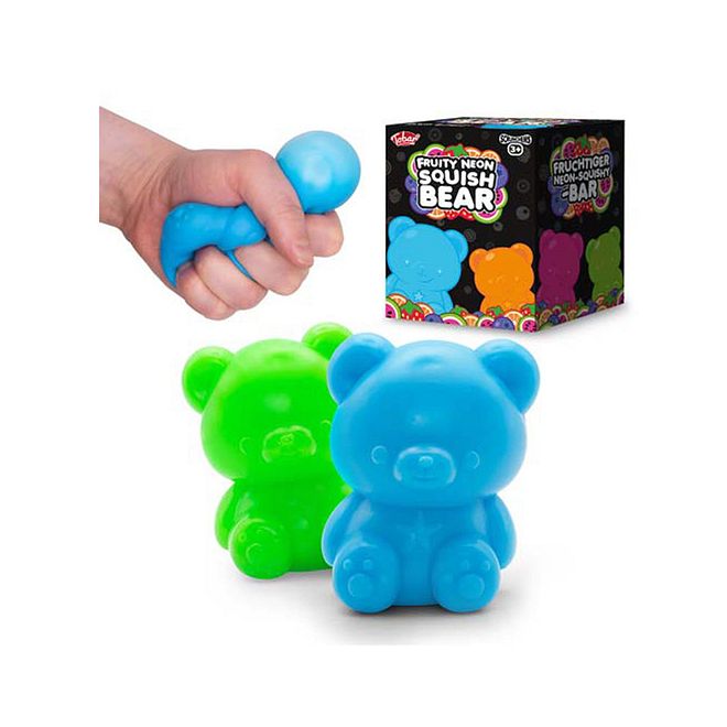 Tobar Neon Squishy Bear Scrunchems, Fruit-Scented Sensory Toy, Durable & Fun, Age 3 (Assorted) - Image 1