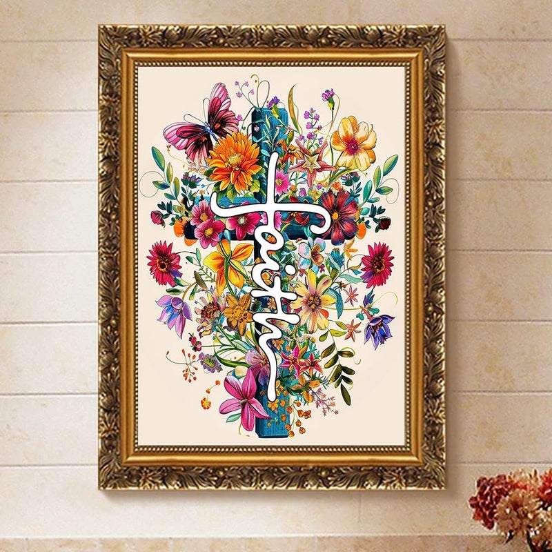 ARPADAMO Diamond Art Kits for Adults,5D Cross Flowers Diamond Painting DIY Flower Diamond Art Diamond Painting Kits for Adult,Round Full Drill Diamonds, Diamond Art Kits for Home Decor-12x16inch - Image 2
