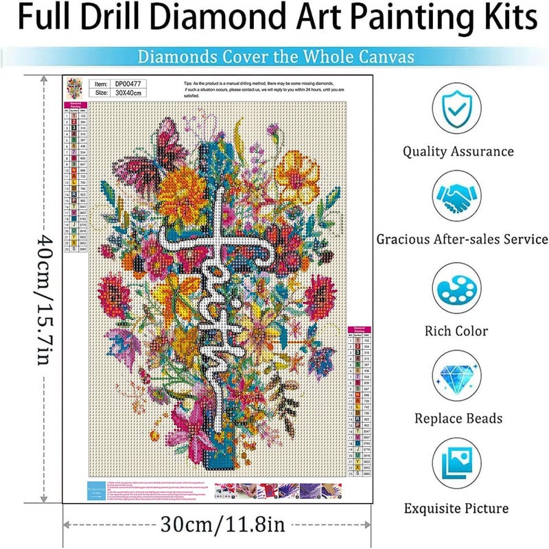 ARPADAMO Diamond Art Kits for Adults,5D Cross Flowers Diamond Painting DIY Flower Diamond Art Diamond Painting Kits for Adult,Round Full Drill Diamonds, Diamond Art Kits for Home Decor-12x16inch - Image 4
