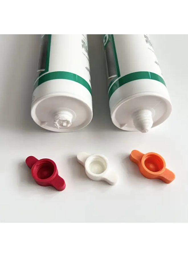 3pcs Plastic Tube Seal Caps Color Coded White Red Orange Cone Tip Plug - Image 1