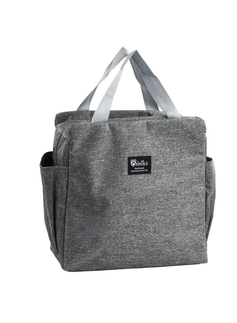 Insulated Lunch Box Bag, 25 x 14 x 25cm Polyester Cooler Tote with 3 Pockets for School, Office, and Picnic  - Image 1