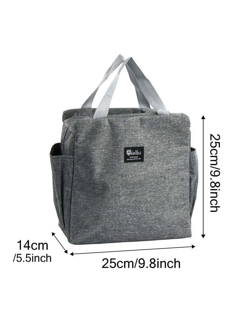 Insulated Lunch Box Bag, 25 x 14 x 25cm Polyester Cooler Tote with 3 Pockets for School, Office, and Picnic  - Image 2