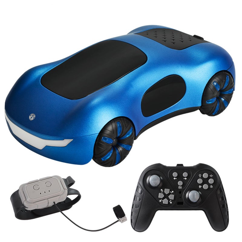 Remote Control Drift Car With Spray Mist Blue 2.4Ghz RC Stunt Car - Gesture Sensing Watch Included For Kids - Image 1