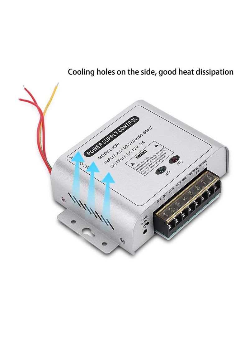 GOMETY Metal Access Control Power Supply Switch Controller DC12V / 3A Output 110-260VAC Input Voltage with Time Delay for All Types of Electronic Lock - Image 2
