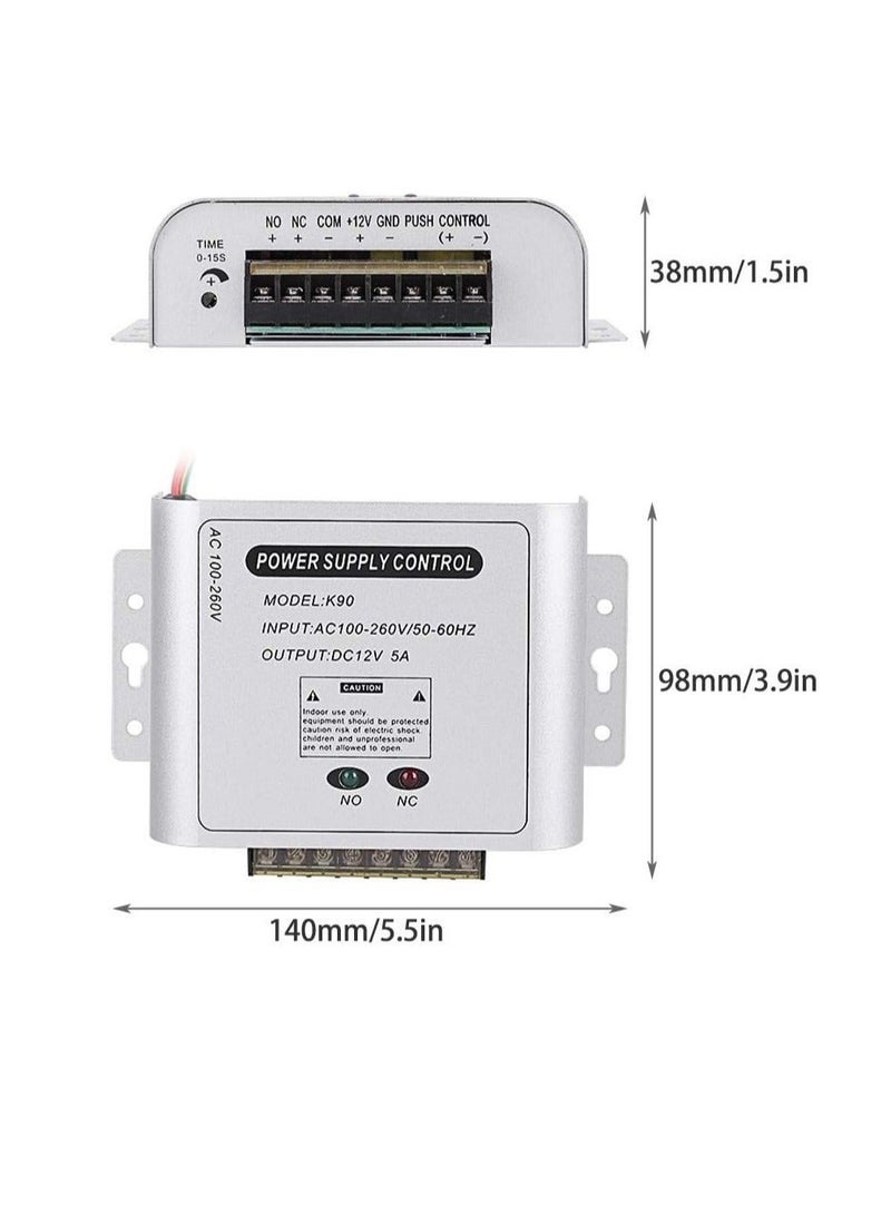 GOMETY Metal Access Control Power Supply Switch Controller DC12V / 3A Output 110-260VAC Input Voltage with Time Delay for All Types of Electronic Lock - Image 4