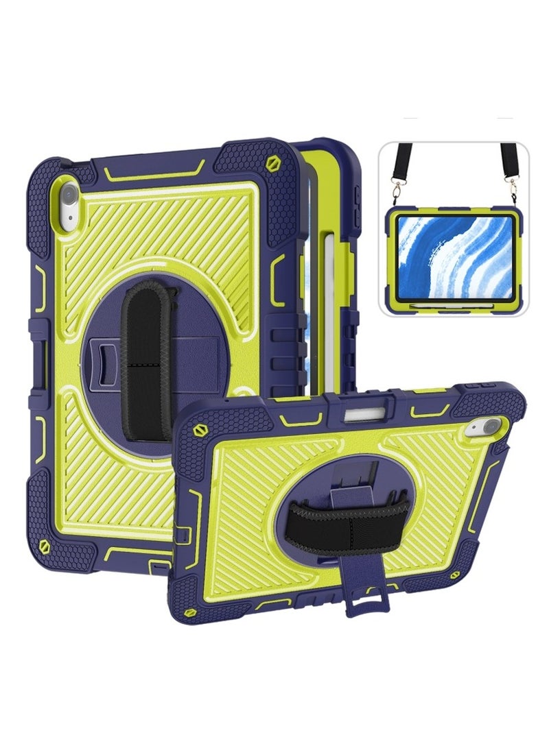 حافظة لجهاز iPad Air 11 2024، حافظة مضبطة ومهددة بكمية تحذيرية مكبوتة من ملء الإصابات بتكوين PC+ TPU مع سلسلة رسنف 360 ° وسلسلة شريط معالمس