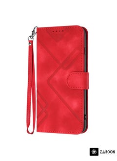 For Honor 20S Russia /20 lite Russia  Line Pattern Skin Feel Leather Phone Case(Red)