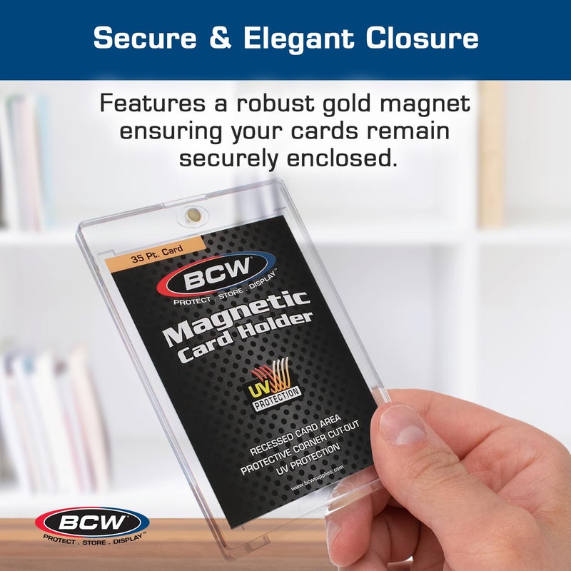 BCW Magnetic Card Holder - 35 PT Thickness - 20 Pack | Protective Display Card Case with Secure Gold Magnet Closure | UV Protection, Quick Access Design for Sports, Gaming, and Collectible Cards - Image 4