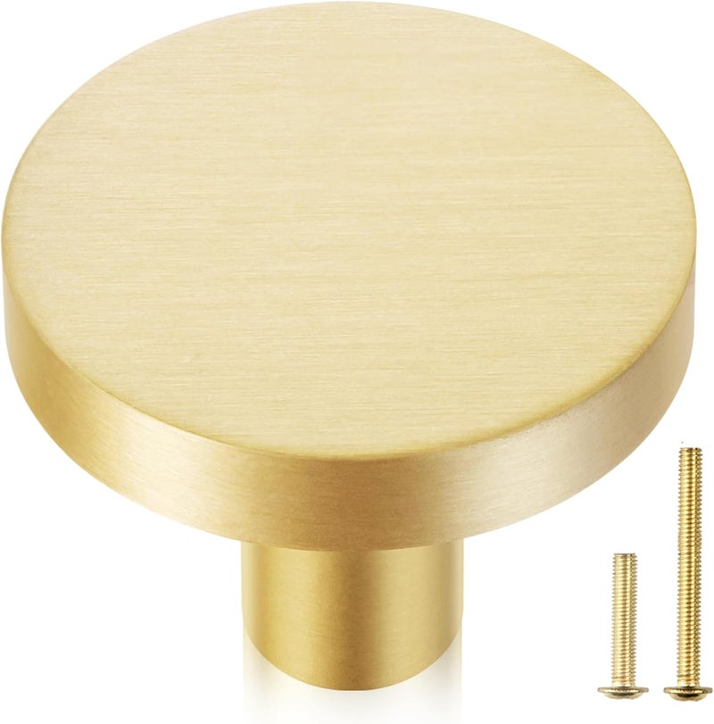 10pcs round knobs cabinet wardrobe brass drawer hardware single hole pulls modern kitchen accessories brushed brass finish - Image 2