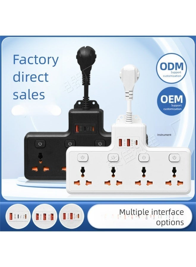 UK Plug Power Strip with 3 Separate Switches & Charging Ports - Image 4