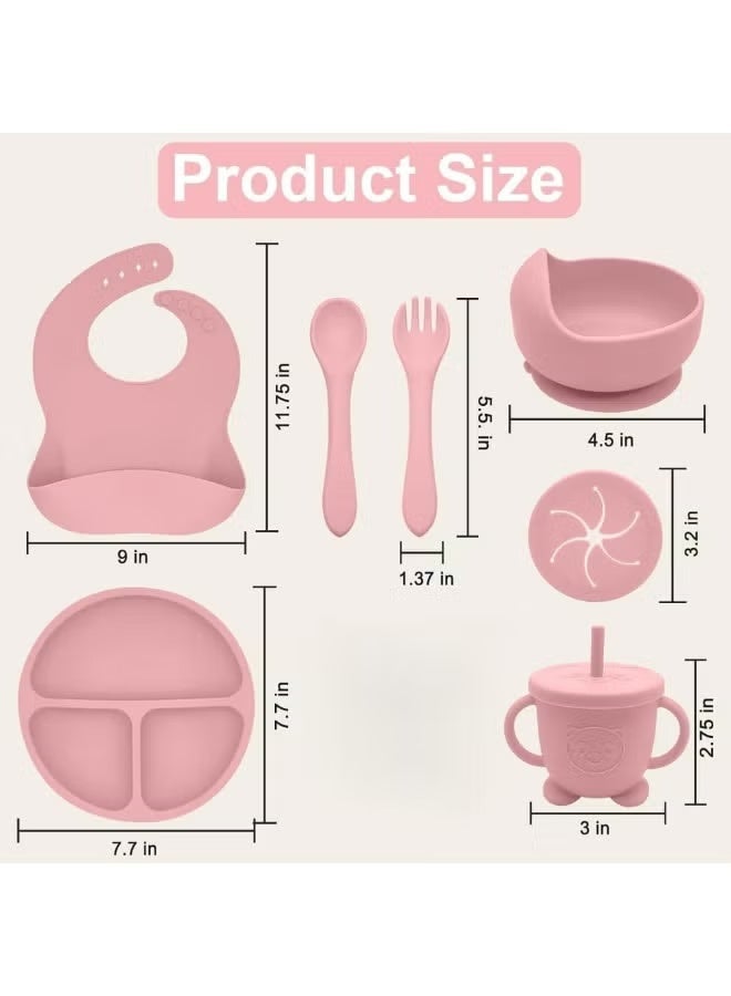 شيكو مجموعة تغذية الأطفال المصنوعة من السيليكون، لوازم الفطام، تتضمن أكواب شفط، أطباق مقسمة، مريلة قابلة للتعديل، أدوات طعام للأطفال، ملاعق، شوك، كوب (كستنائي) - Image 2