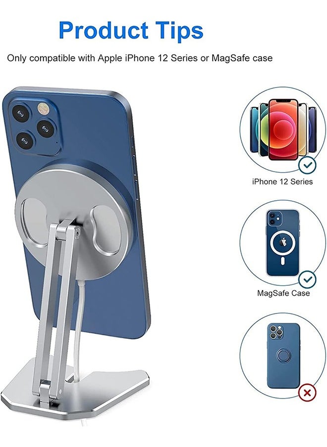 Arabest - Premium Aluminum Mag-Safe Charger Stand | Magnetic Holder for iPhone 12 Series (Mini/Pro/Pro Max) | Car & Desk Magnetic Charging Station with Anti-Slip Base (Space Gray) - Image 1