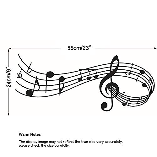 AUHOKY Music Notes Notation Band Wall Sticker Decal, AUHOKY Removable DIY Vinyl Art Mural Wallpaper Home Decor Gift for Kids Bedroom Music & Dance Room – Fashion & Eye-catching (23×9inch, Black) - Image 3
