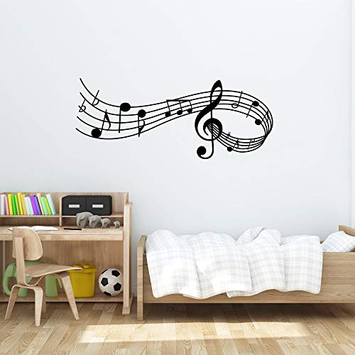 AUHOKY Music Notes Notation Band Wall Sticker Decal, AUHOKY Removable DIY Vinyl Art Mural Wallpaper Home Decor Gift for Kids Bedroom Music & Dance Room – Fashion & Eye-catching (23×9inch, Black) - Image 2