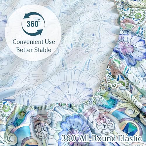 M&Co MCO 100% Cotton Sheet Set Floral Printed, 300 Thread Count Cotton Queen Sheet Set, 16" Deep Pocket, Breathable Cooling Sheets 4 Pieces (Queen, Paisley) - Image 5