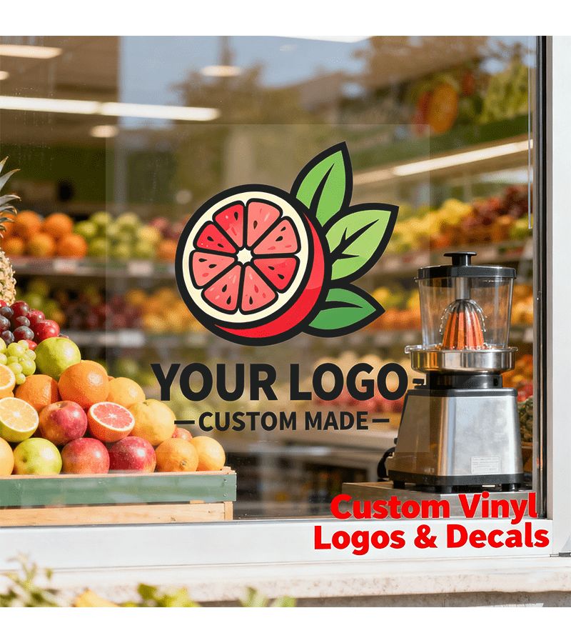 ملصق فينيل مخصص مستطيل كبير الحجم 20 × 20 سم، تصميم أفقي بشعار الشركة، ملصقات زجاجية لواجهات المحلات التجارية للعلامات التجارية التجارية - Image 1