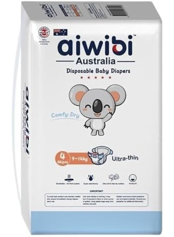 aiwibi Comfy Dry Baby Pants Diaper Size 4 Large, 44 Count, 9–14kg, Ultra-Thin, Soft & Leak Protection