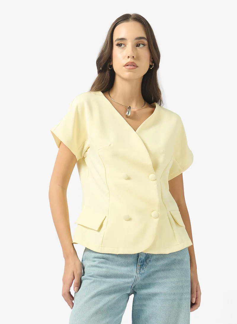 جينجر بلوزة ملفوفة منظمة