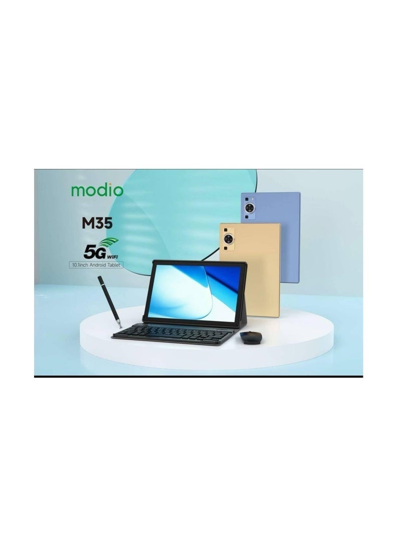 Modio M35 10″ Android Tablet | 8GB RAM + 512GB ROM | Dual SIM 5G & Wi-Fi | Includes Keyboard, Mouse & Back Cover | Slim Design, Dual Camera | Study & Entertainment – Gold - Image 2