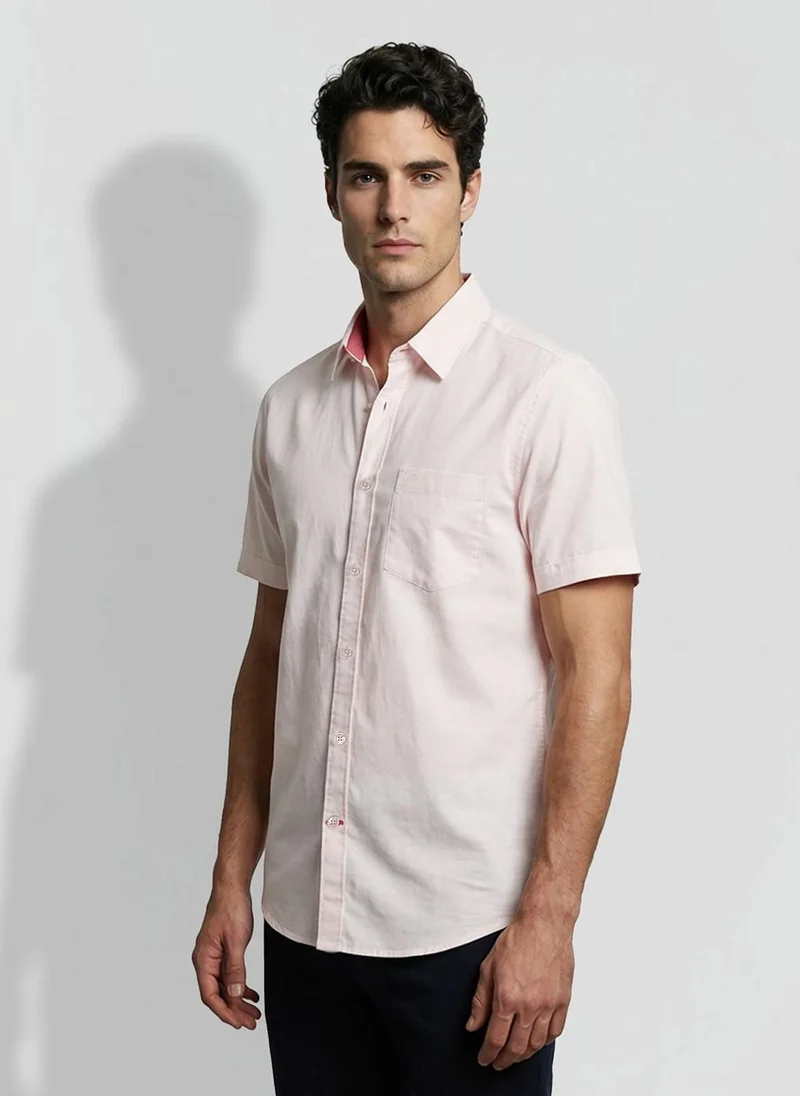بيينغ هيومان Pink Regular Fit Men's Short Sleeves Casual Shirts