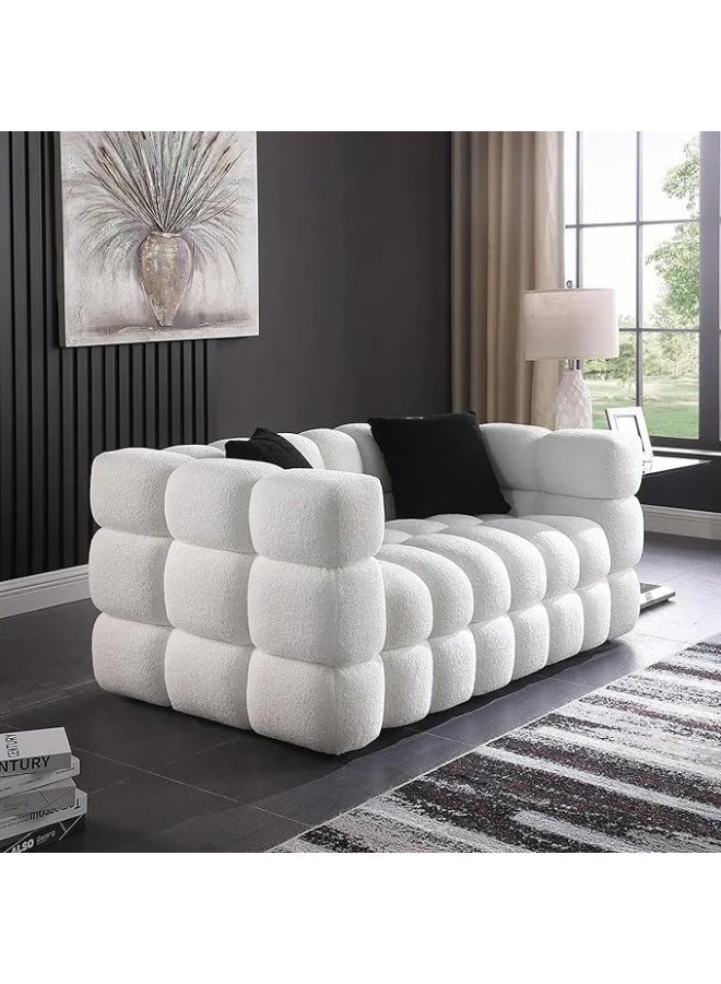 Zayn comforts Square Double Sofa  Cozy Sherpa Comfort Meets Sleek Design (White, (3 Seater)) - Image 2